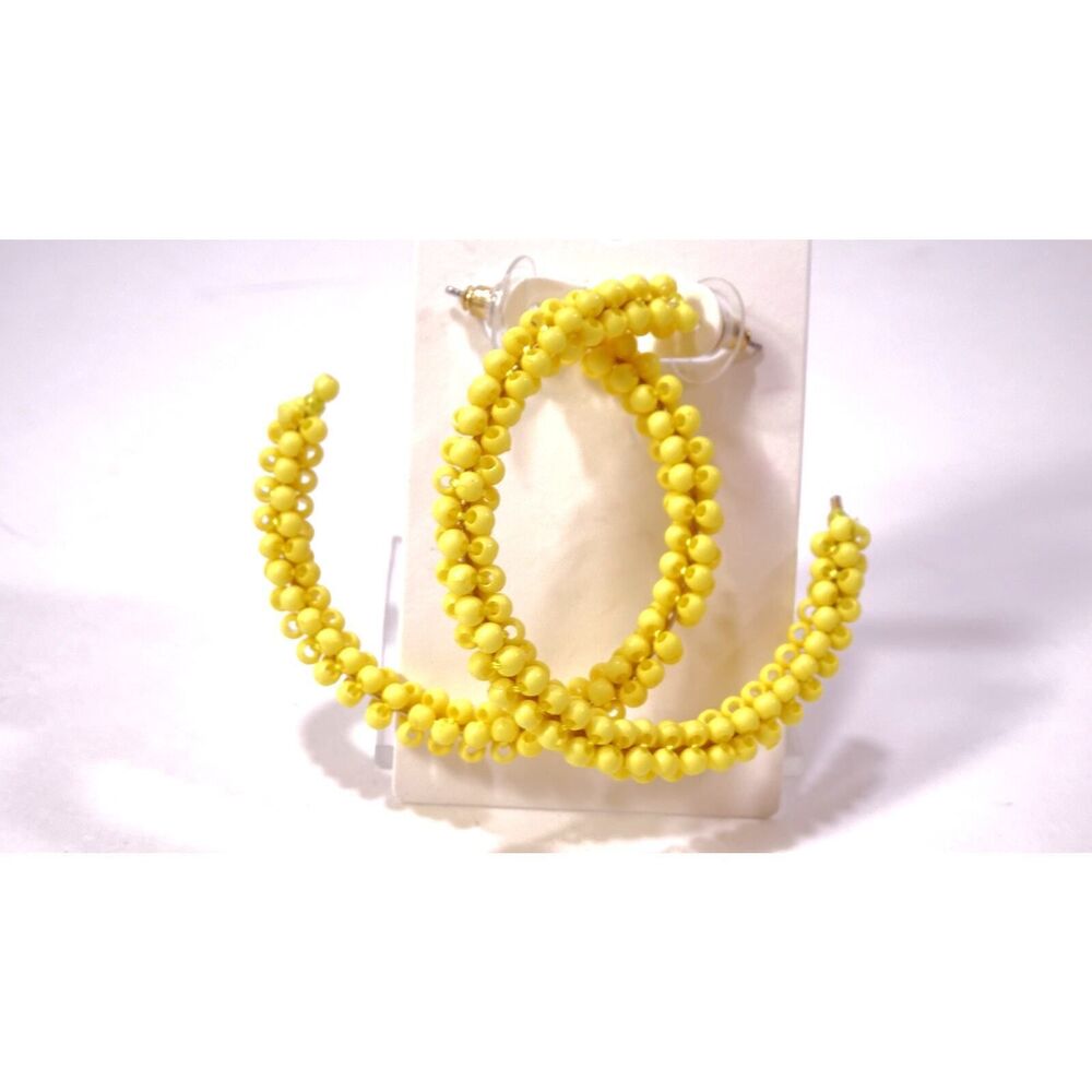 Banana Republic Women's Summer Fridays Bead Hoop EARRINGS NWT 48 Sunny - Picture 2 of 7